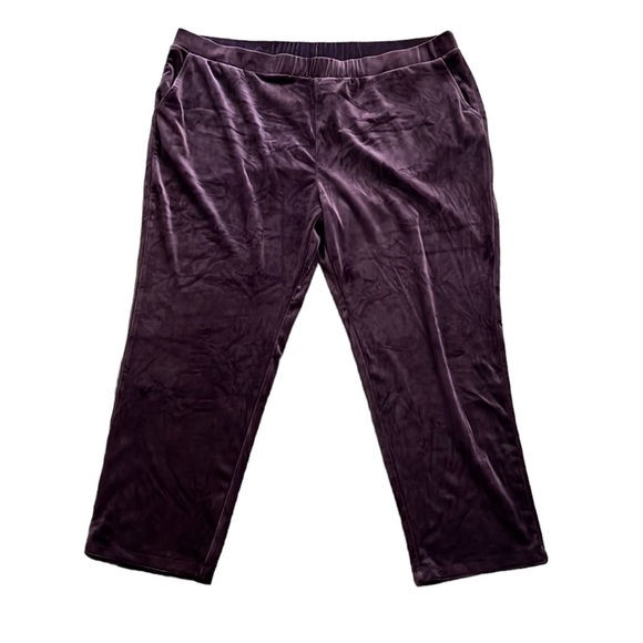LOGO by Lori Goldstein Plumb Velour Pull-on Elastic Waist Jogger Pants 2X Petite - Picture 1 of 9